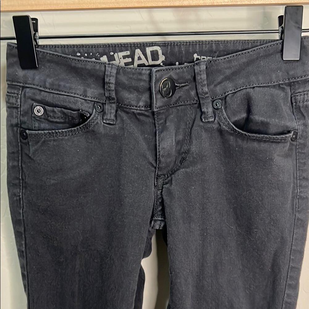 Vintage BullHead Jeans Black Gray Low Rise Crescent Legging Pacsun Slim Skinny - Picture 3 of 14